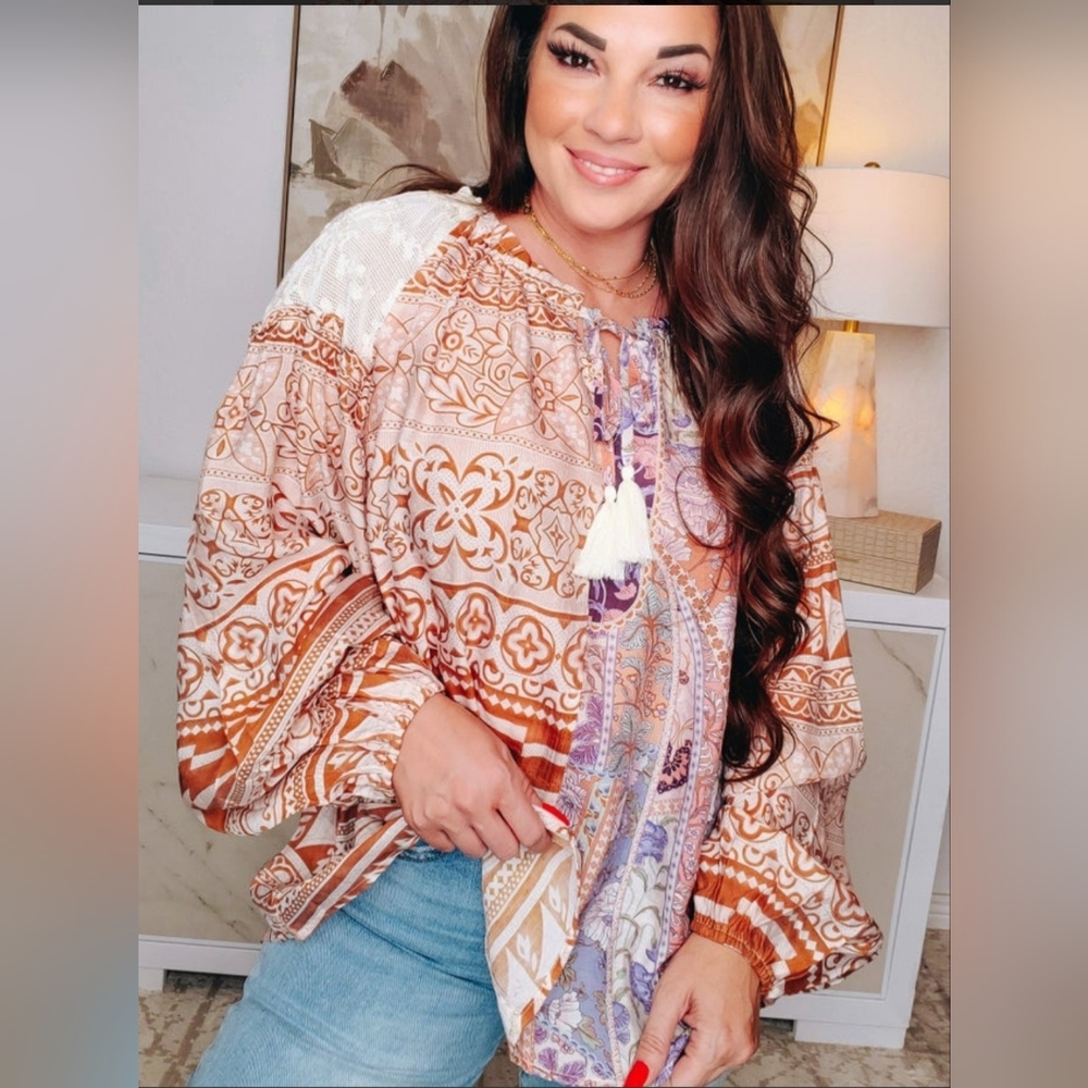 Easel Bohemian Paisley Blouse - Relaxed And Flowy Fit, NWT
